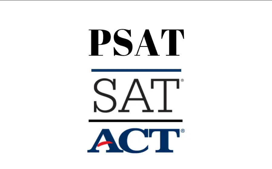 PSAT, SAT, and ACT exam logos