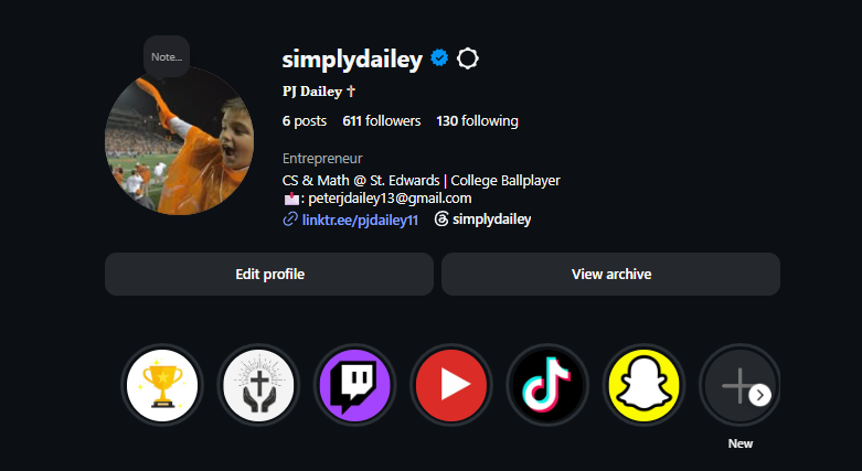 PJ Dailey Instagram profile screenshot